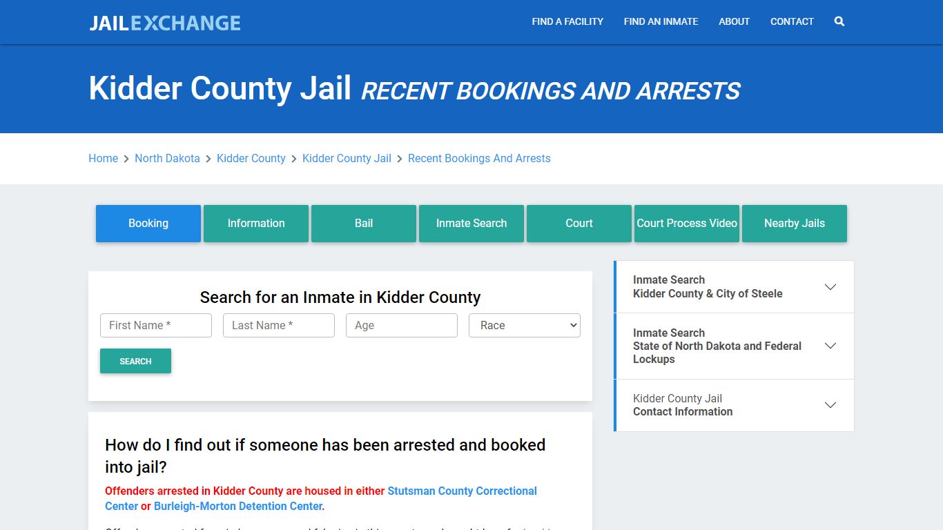 Kidder County Jail Recent Bookings And Arrests - Jail Exchange