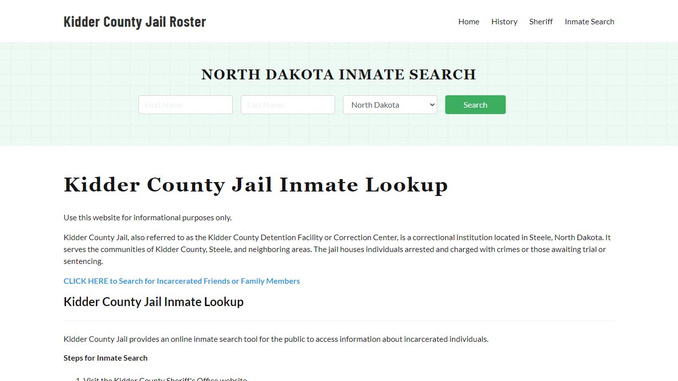 Kidder County Jail Roster Lookup, ND, Inmate Search