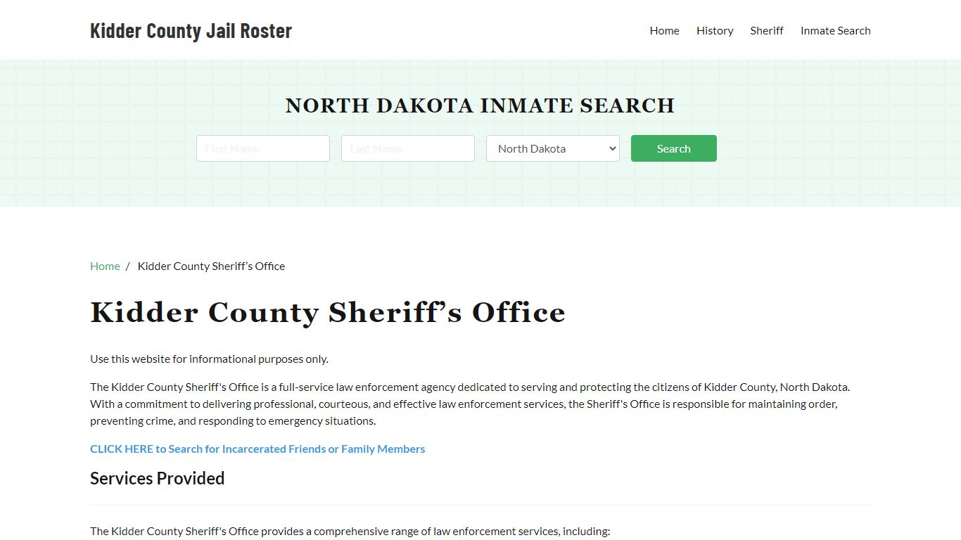 Kidder County Sheriff Office, ND, Arrest Warrants Search